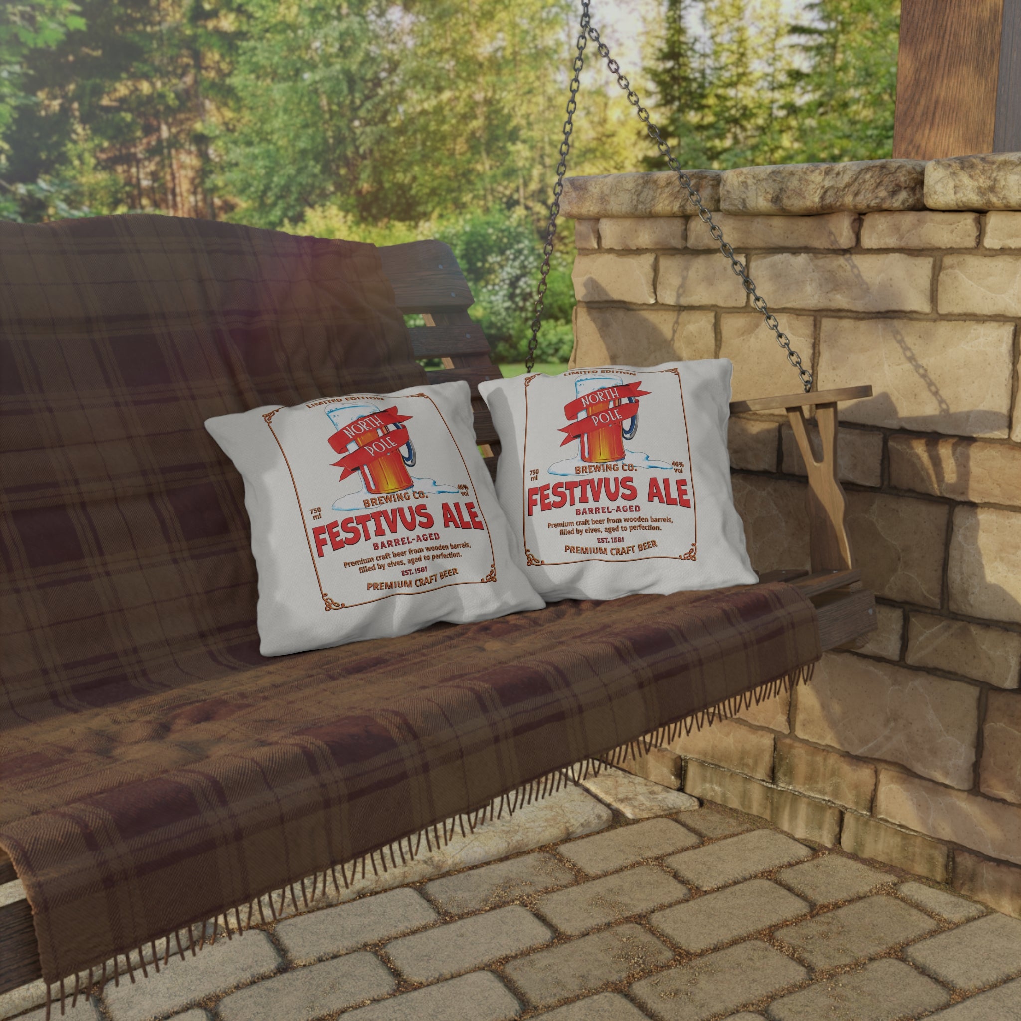 North Pole Brewing Co Festivus Ale Christmas Throw Pillow