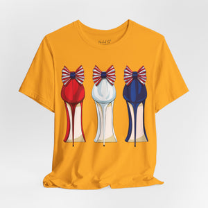 Team purple t-shirt with 'Patriotic Fashion July 4th' design on a white background
