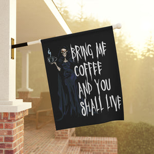 Grim Reaper Coffee Lovers Halloween Yard Flag