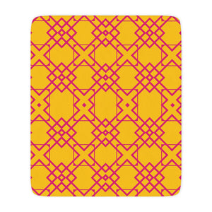 Yellow & Pink Geometric Sherpa Throw Blanket