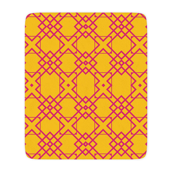 Yellow & Pink Geometric Sherpa Throw Blanket