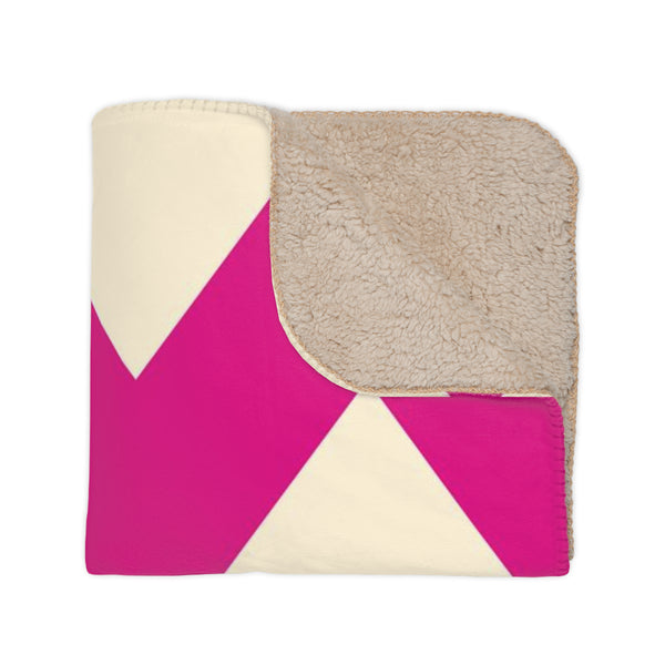 Pink and Cream Zig Zag Sherpa Throw Blanket