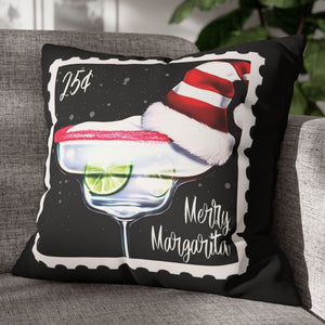 throw pillow with 'Merry Margarita Cover Holiday' design