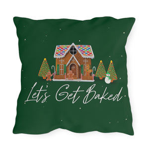 throw pillow with 'Christmas Patio' design