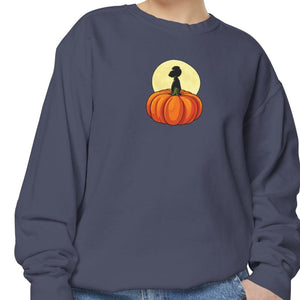 Crimson sweatshirt with 'Great Pumpkin Halloween Fall' design on a plain background