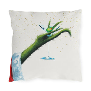 throw pillow with 'Grinch Christmas Outdoor' design