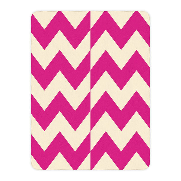 Pink and Cream Zig Zag Sherpa Throw Blanket
