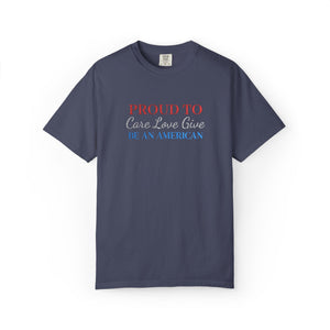 Embroidered Proud American Patriotic Comfort Colors® T-Shirt