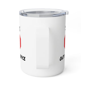 mug with 'Out of Service Funny Work Insulated Travel 10oz' graphic on a white background