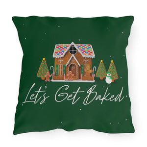 throw pillow with 'Christmas Patio' design