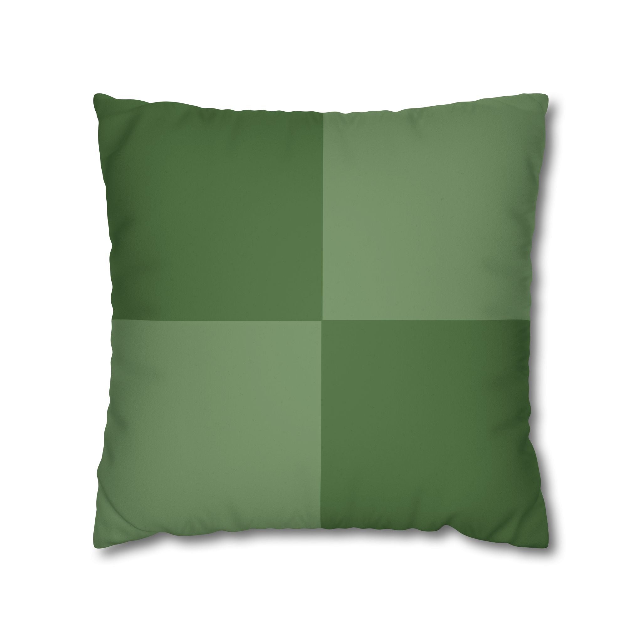 Faux Suede Green Geometric Reversible Pillow Cover