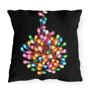 throw pillow with 'Tangled Lights Funny Christmas' design