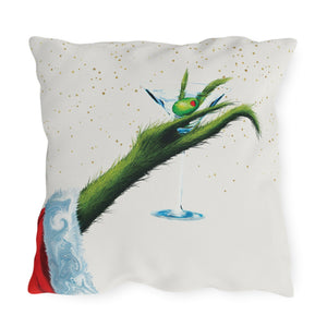 throw pillow with 'Grinch Christmas Outdoor' design