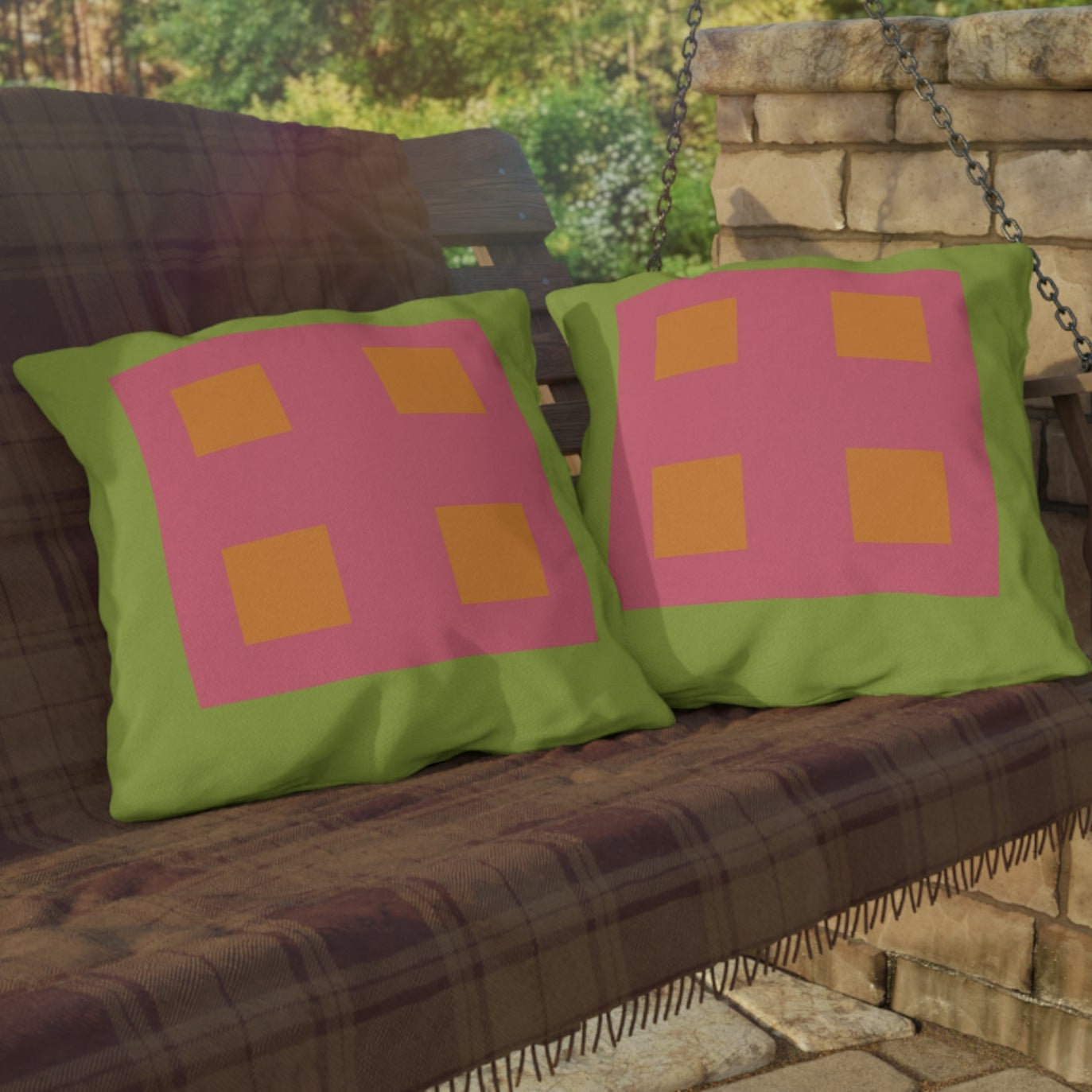 Pastel Pops Green Pink Outdoor Throw Pillow
