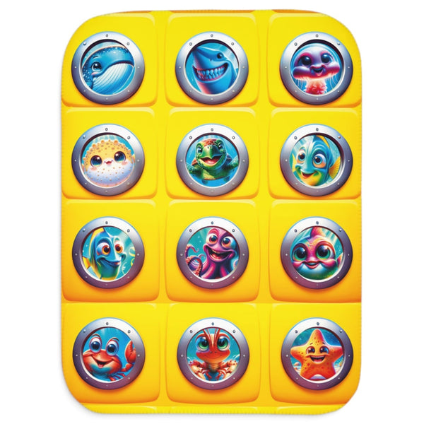 Yellow Sub Ocean Newborn Toddler Sherpa Baby Blanket