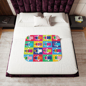 soft sherpa blanket with 'Pop Art Milk Bottles' design