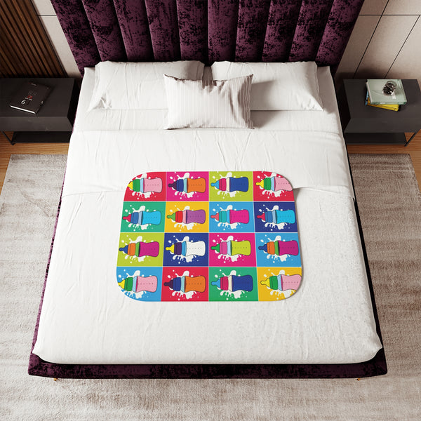 Pop Art Milk Bottles Sherpa Baby Blanket