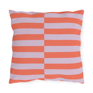 Orange Lilac Striped Indoor Outdoor Throw Pillow