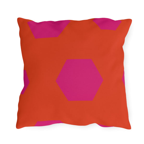 Vibrant Pink & Orange Reversible Indoor Outdoor Throw Pillow