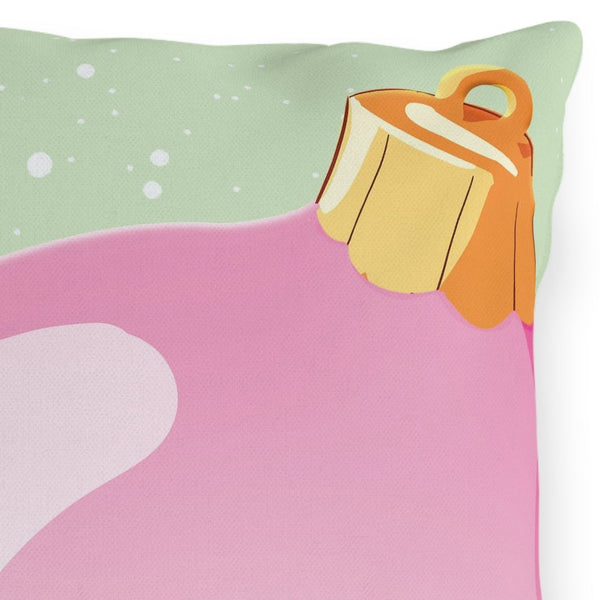 Indoor Outdoor Throw Pillow Pink Ornament Christmas Decor