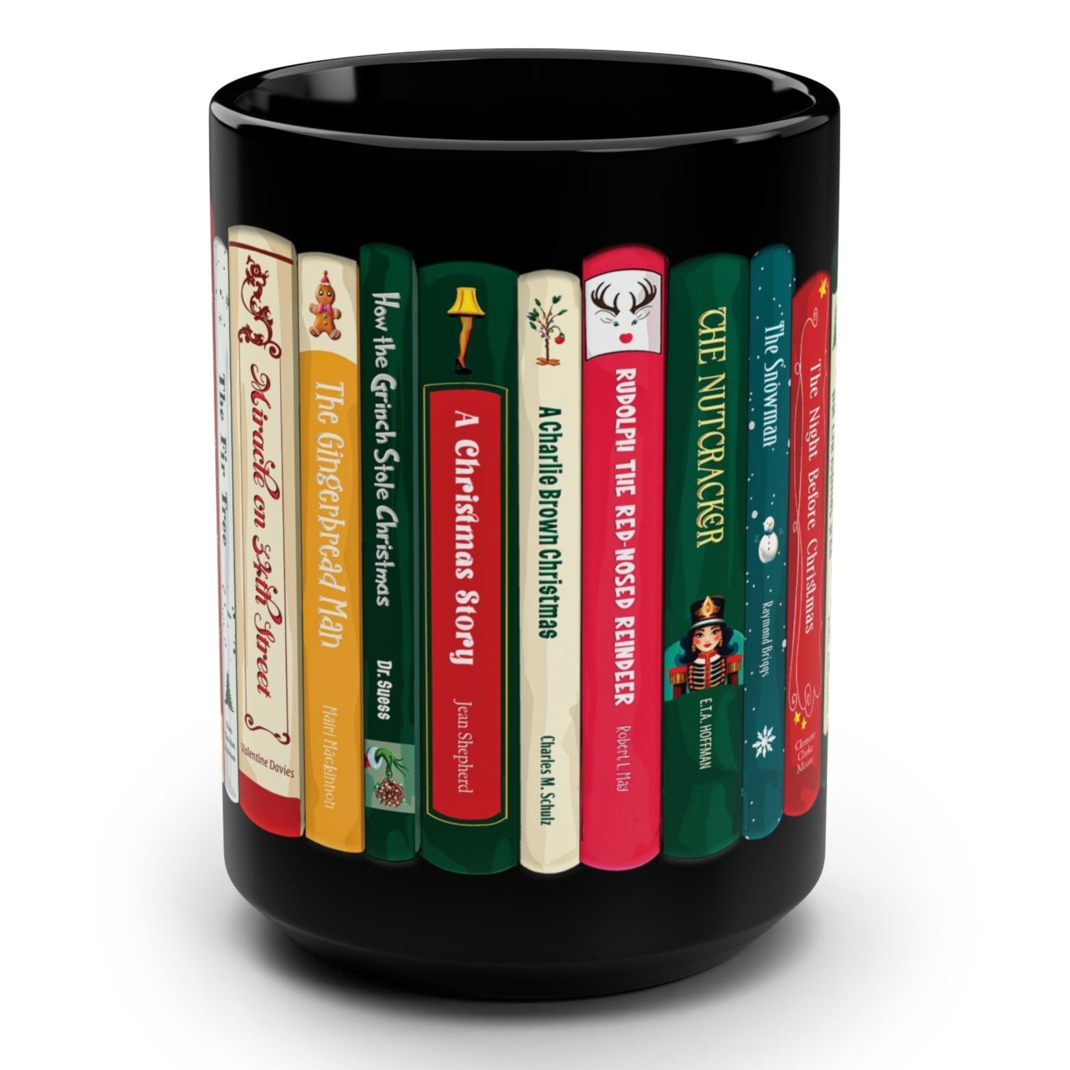 Christmas books coffee mug tea cup