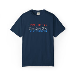Embroidered Proud American Patriotic Comfort Colors® T-Shirt