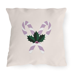 throw pillow with 'Pastel Candy Cane Christmas Decor' design