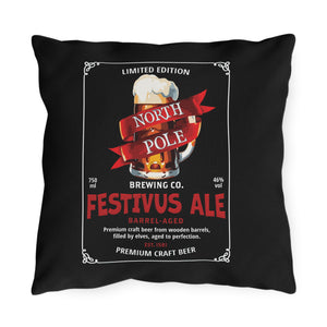 throw pillow with 'North Pole Brewery Christmas' design