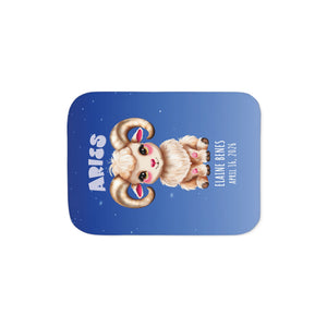 Soft sherpa blanket with 'Personalized Aries Zodiac | Custom Gift' design