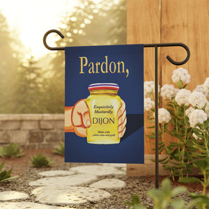 Garden flag with 'Grey Poupon Pardon My French Funny Pop Culture' design