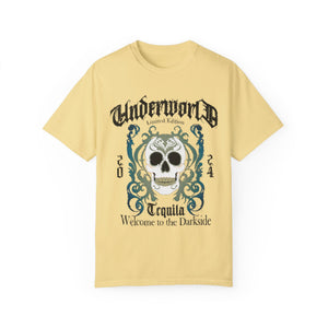 White t-shirt with 'Tequila Lovers Sugar Skull' design on a white background