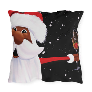 throw pillow with 'African American Santa Cute Holiday' design