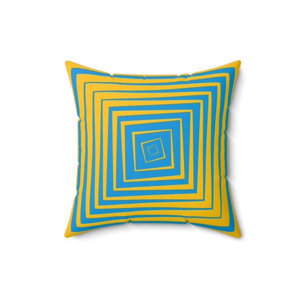 Yellow & Blue Reversible Retro Throw Pillow