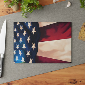 American Flag Kitchen Decor Glass Cutting Board