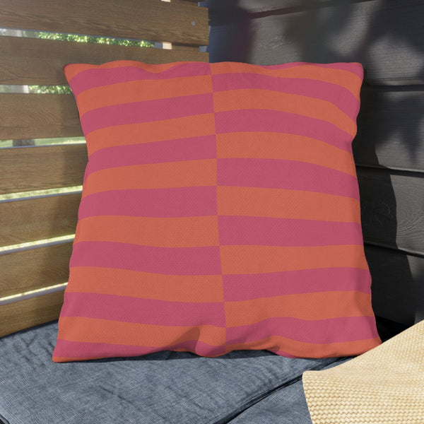Pink & Orange Striped Indoor Outdoor Throw Pillow