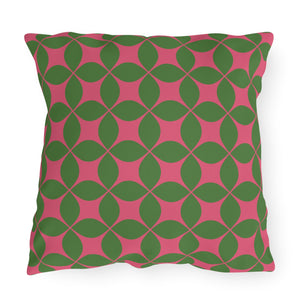 pink and green decorative outdoor throw pillow