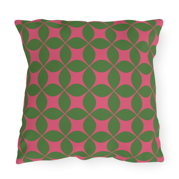 pink and green decorative outdoor throw pillow