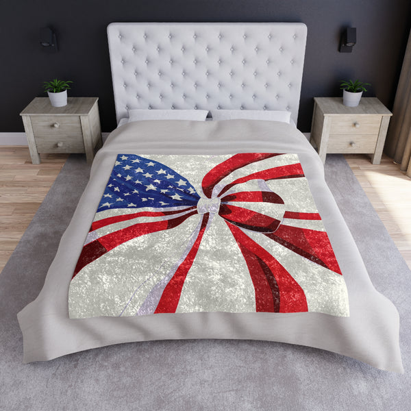 American Flag Chic Patriotic Shimmering Throw Blanket