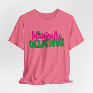 Forest t-shirt with 'Magically Delicious Funny St. Patrick's Day' design on a white background