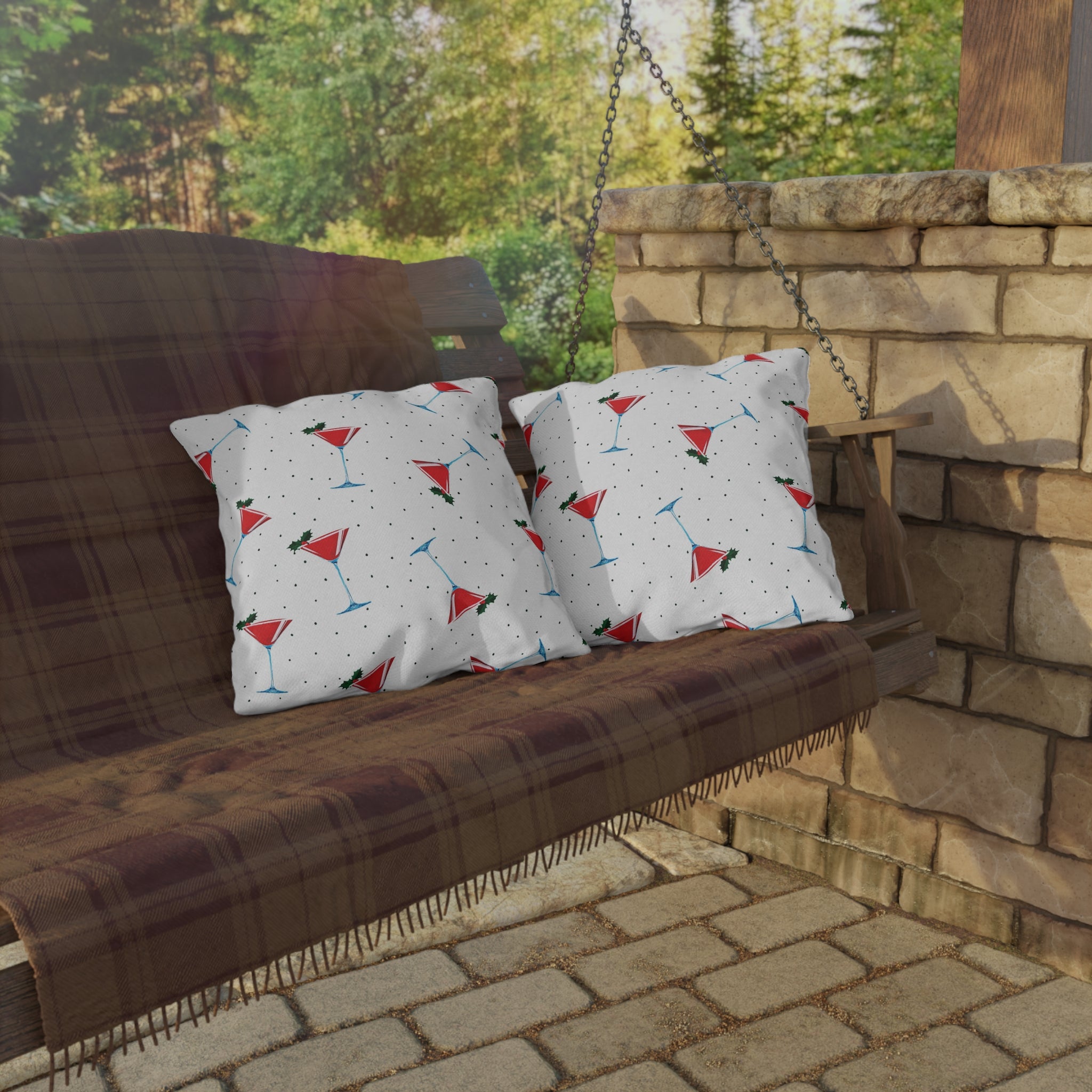 Martini Christmas Party Indoor Outdoor Throw Pillow