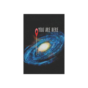 Garden flag with 'You Are Here Earth Space Lovers Funny' design