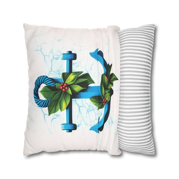 Coastal Christmas Nautical Faux Suede Pillow Cover