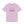 Pink t-shirt with embroidered red white and blue text design on a white background
