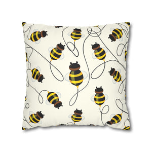 throw pillow with 'Spring Bees Cover' design