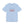 Light blue t-shirt with embroidered red white and blue text design on a white background