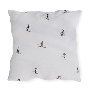 Chic Skiers Indoor Outdoor Patio Pillow