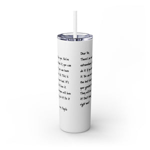 mug with 'Tequila Love Letter Funny Insulated Tumbler 20oz' graphic on a white background