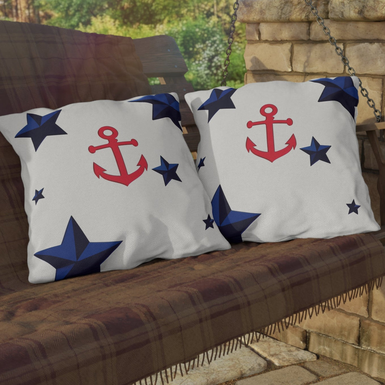Nautical Patriotic Decor Outdoor Indoor Accent Pillow