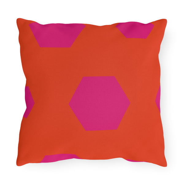 Vibrant Pink & Orange Reversible Indoor Outdoor Throw Pillow