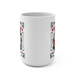 mug with 'Mama Clause Moonshine Christmas 15oz' graphic on a white background